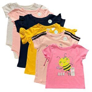 Garanimals‎ Baby Girls Tops Bodysuits Size 12M Multicolor Short Sleeves Lot of 6